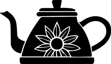 Teapot with flower isolated on white background. Vector illustration.のイラスト素材