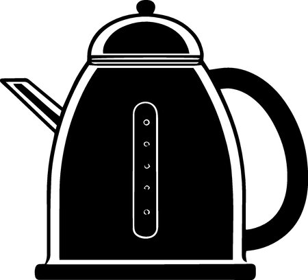 Illustration of a black and white electric kettle isolated on white backgroundのイラスト素材