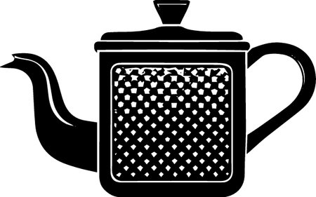 Teapot.Black and white vector illustration ready for vinyl cutting.のイラスト素材