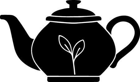 Teapot with tea leaves on a white background, vector illustrationのイラスト素材
