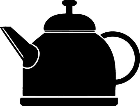 Black silhouette of a teapot on a white background, vector illustrationのイラスト素材