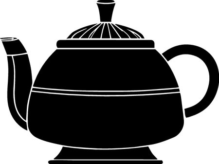 Teapot black silhouette isolated on white background. Vector illustration.のイラスト素材