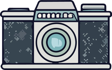 Illustration of a digital camera viewed from side set on isolated white background done in retro style.のイラスト素材
