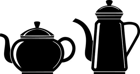 teapot and teacup on white background, vector illustrationのイラスト素材