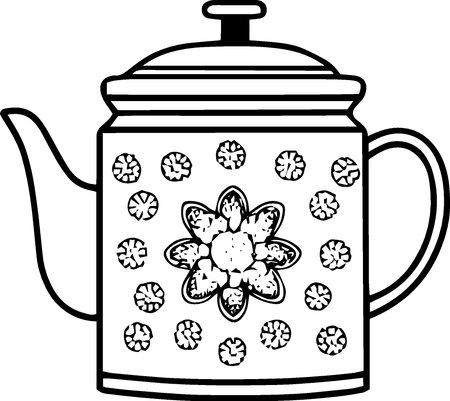 Illustration of a teapot isolated on a white background.のイラスト素材