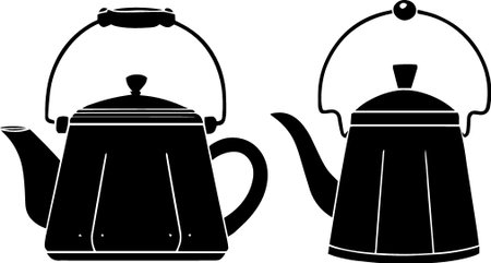 Teapot and kettle isolated on white background. Vector illustration.のイラスト素材