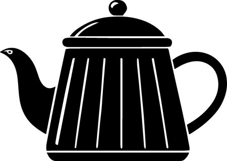 teapot icon isolated on white background. black and white illustrationのイラスト素材