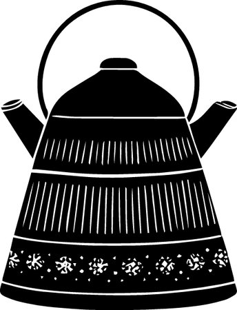 Illustration of a teapot with a pattern on a white backgroundのイラスト素材