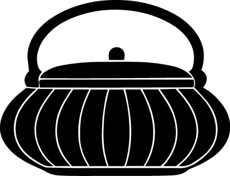 Black and white illustration of a tea pot on a white background.のイラスト素材