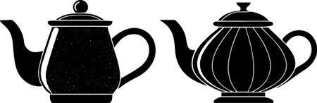 teapot and tea pot icon isolated on white background, vector illustrationのイラスト素材
