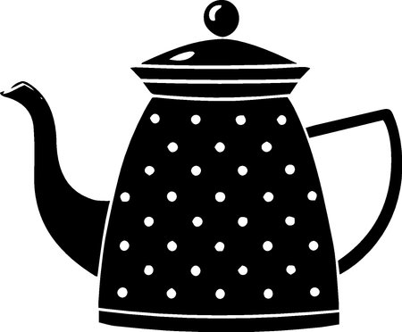 Teapot with polka dot pattern. Vector illustration ready for vinyl cutting.のイラスト素材