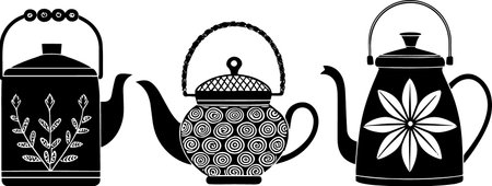 teapot and tea pot on a white background, vector illustrationのイラスト素材