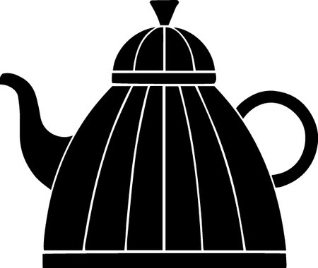 teapot isolated on a white background. black and white vector illustrationのイラスト素材