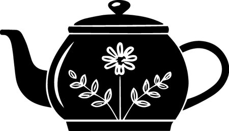 Teapot with flowers on a white background. Vector illustration.のイラスト素材