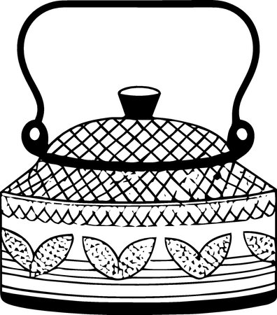Black and White Cartoon Illustration of Traditional Teapot for Coloring Bookのイラスト素材
