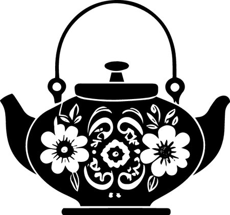 Teapot with floral ornament. Vector illustration for your design.のイラスト素材