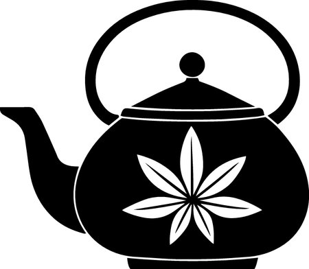 Teapot with cannabis leaf on white background. Vector illustration.のイラスト素材