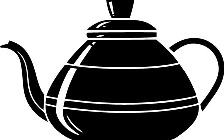 Teapot.Vector illustration ready for vinyl cutting.Black and white.のイラスト素材