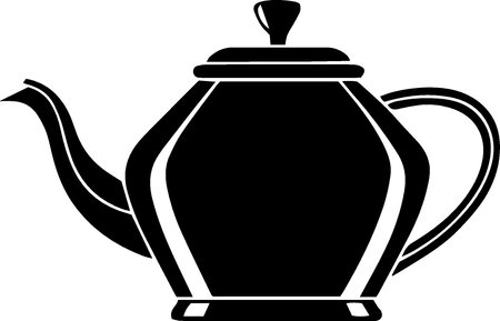Teapot Silhouette Isolated on White Background. Vector Illustrationのイラスト素材