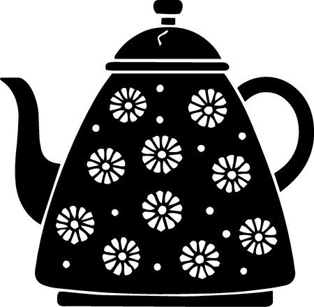 Teapot with flowers. Vector illustration isolated on white background.のイラスト素材