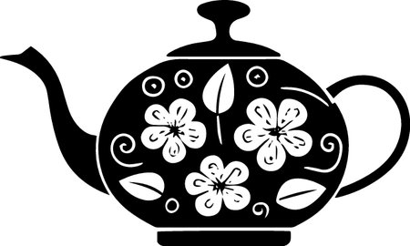 Teapot with flowers. Vector illustration ready for vinyl cutting.のイラスト素材
