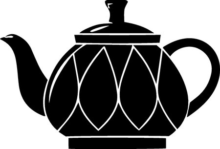 Teapot.Black and white illustration ready for vinyl cutting.のイラスト素材