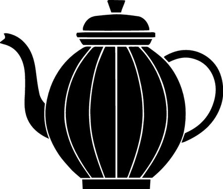 teapot icon isolated on white background. black and white illustrationのイラスト素材
