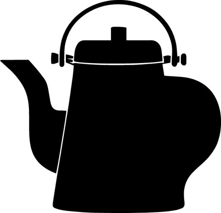 Black silhouette of a tea pot on a white background. Vector illustrationのイラスト素材