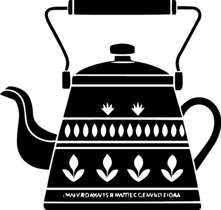Teapot with a pattern on a white background. Vector illustrationのイラスト素材