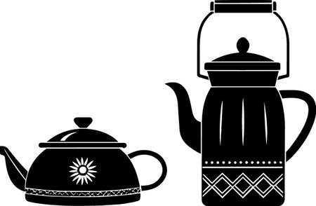 teapot and kettle on a white background, vector illustration designのイラスト素材