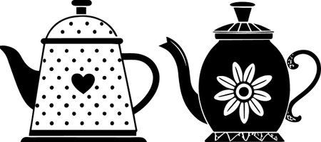 Teapot and cup icon isolated on white background, vector illustrationのイラスト素材