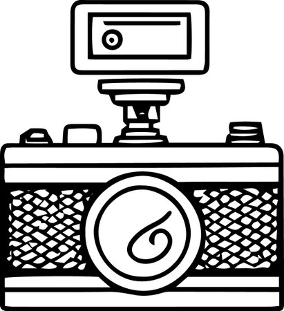 Retro Camera Illustration Isolated on whiteのイラスト素材