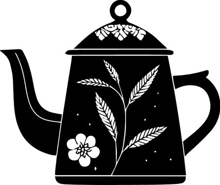 Teapot with a floral pattern on a white background. Vector illustrationのイラスト素材