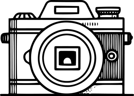 Photography Camera on a white background.Vector illustration ready for vinyl cutting.のイラスト素材