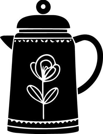 Coffee pot with flower isolated on white. Vector illustration.のイラスト素材