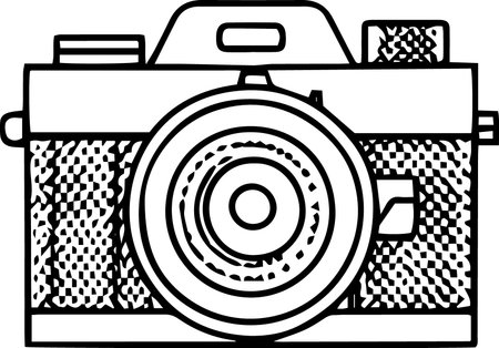 Retro Camera Vector Illustration, Isolated On Whiteのイラスト素材