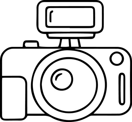 A photo camera icon isolated on a white background. Vector illustration.のイラスト素材