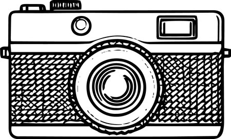 Retro Camera on a white background. Vector illustration ready for vinyl cuttingのイラスト素材