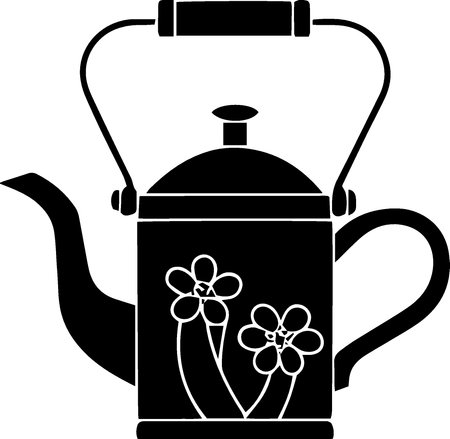 teapot with flowers and leafs isolated icon vector illustration designのイラスト素材