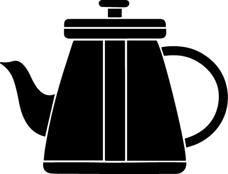 Black silhouette of a kettle on a white background. Vector illustration.のイラスト素材