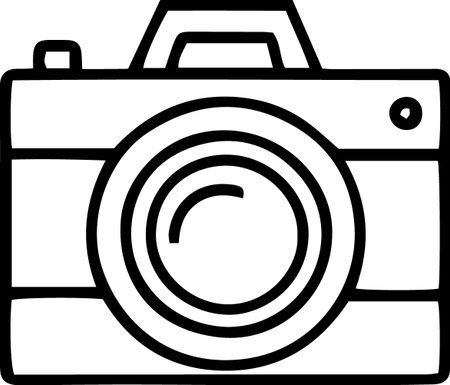 Camera icon, photography related vector illustration on white background. Flat design.のイラスト素材