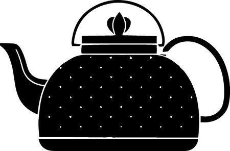Teapot in black and white on a white background, vector illustrationのイラスト素材