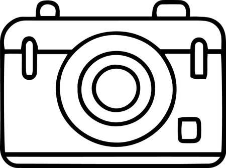 Black line Photo camera icon isolated on white background. Foto camera icon. Vector Illustrationのイラスト素材