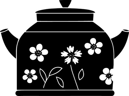 Teapot with flowers on a white background. Vector illustration.のイラスト素材