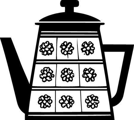 Illustration of a teapot with four-leaf cloverのイラスト素材