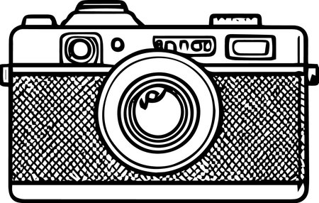 Retro Camera on a white background.Vector illustration ready for vinyl cutting.のイラスト素材