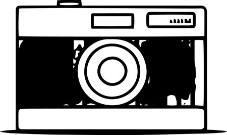 Retro Camera on a white background.Vector illustration ready for vinyl cutting.のイラスト素材