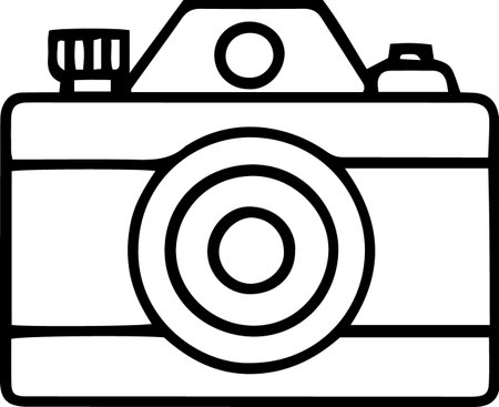 Black line Photo camera icon isolated on white background. Vector Illustrationのイラスト素材