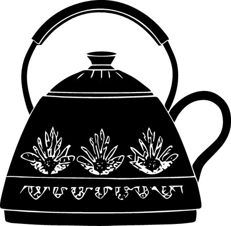 Teapot with flowers.Vector illustration ready for vinyl cutting.のイラスト素材