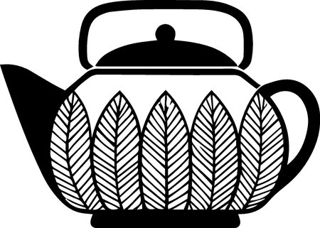 teapot with tea leaves on a white background, vector illustrationのイラスト素材